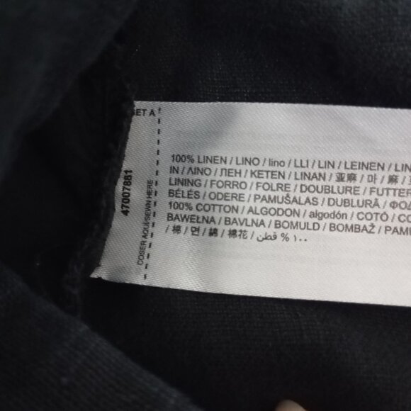 MNG 100% Linen Wide-Leg Pants M Womens Elastic Waist Relaxed Fit Black - Picture 3 of 10